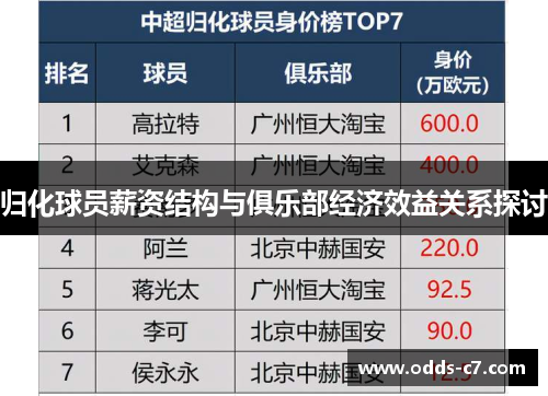 归化球员薪资结构与俱乐部经济效益关系探讨
