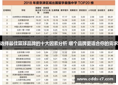 选择最佳篮球品牌的十大因素分析 哪个品牌更适合你的需求